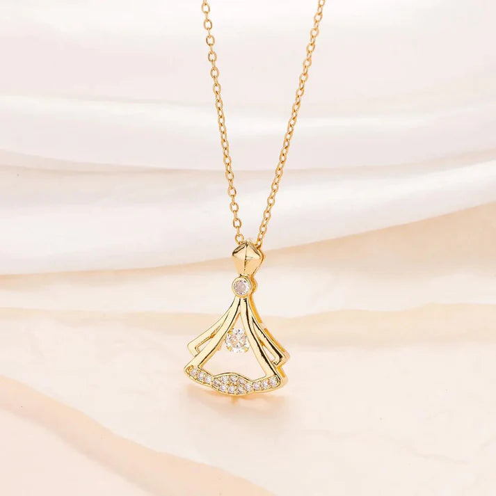 Gold plated fan necklace