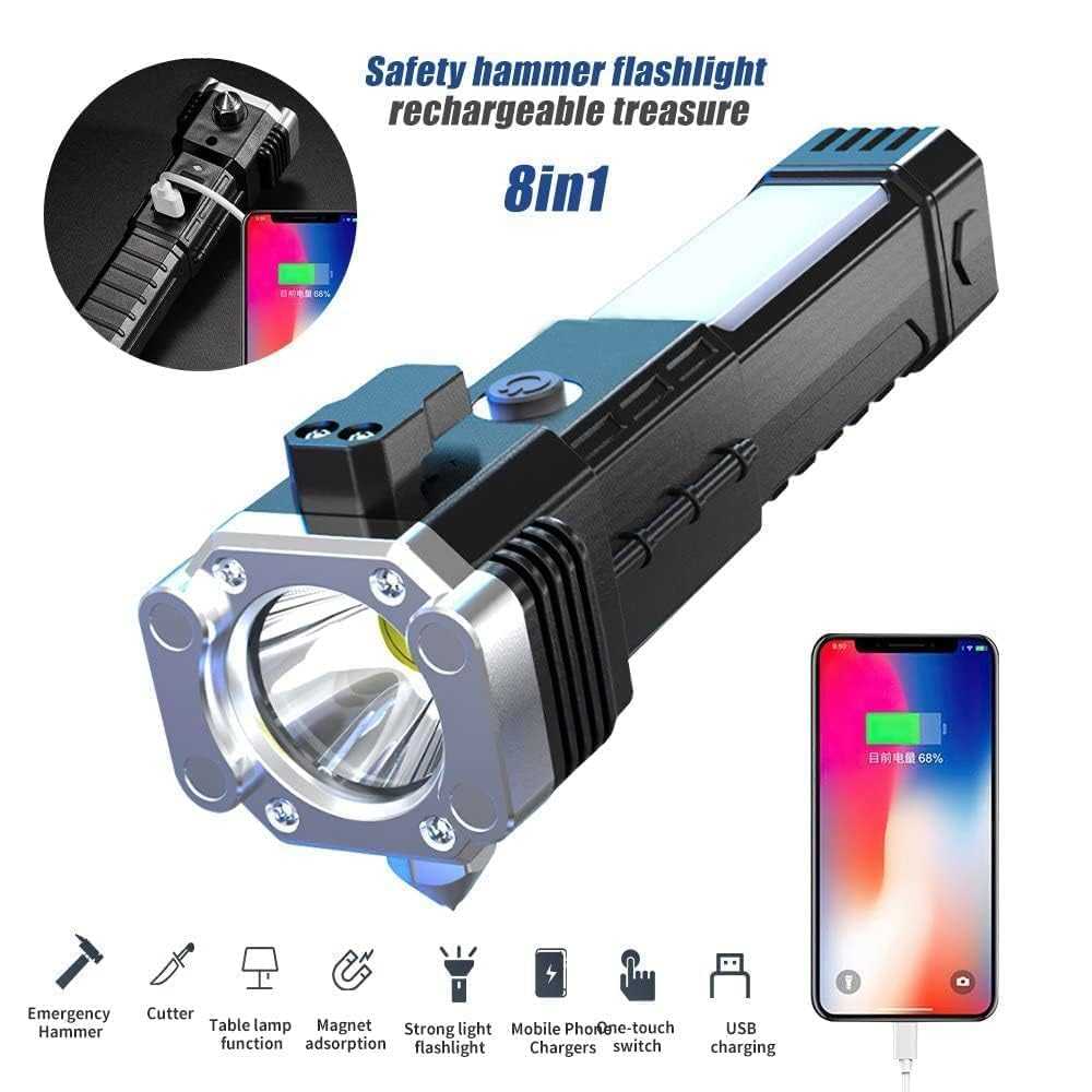 BRITSPEAR 8 in 1 LED 3W Torch Light Rechargeable Flashlight