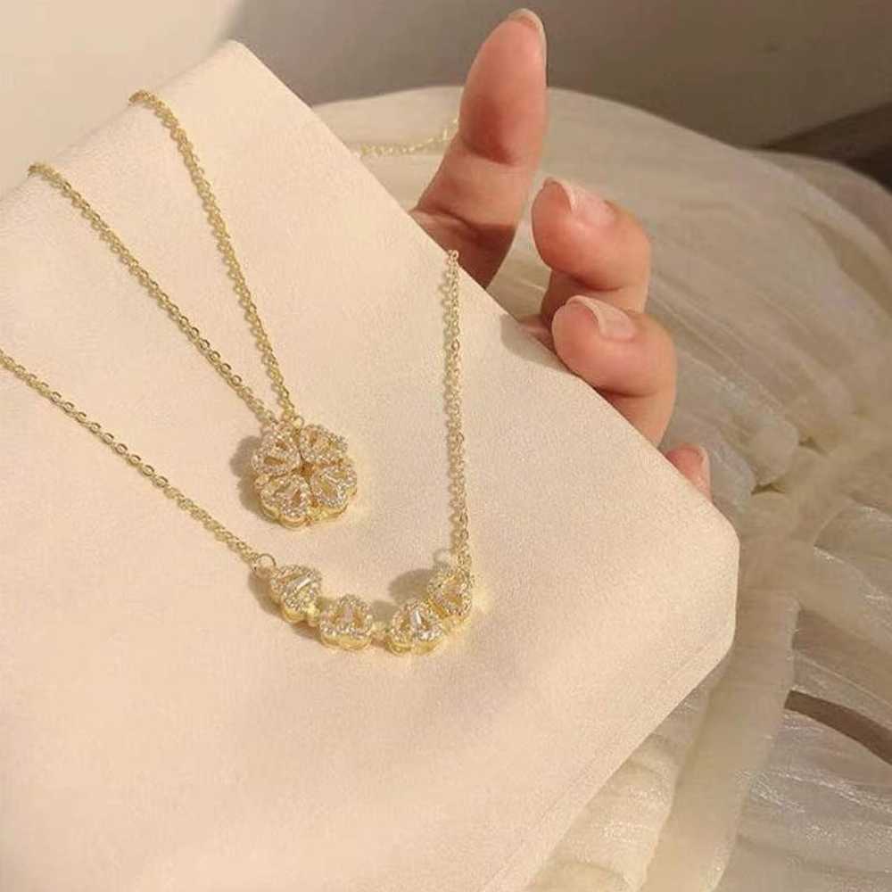 Magnetic Golden Flower Pendent
